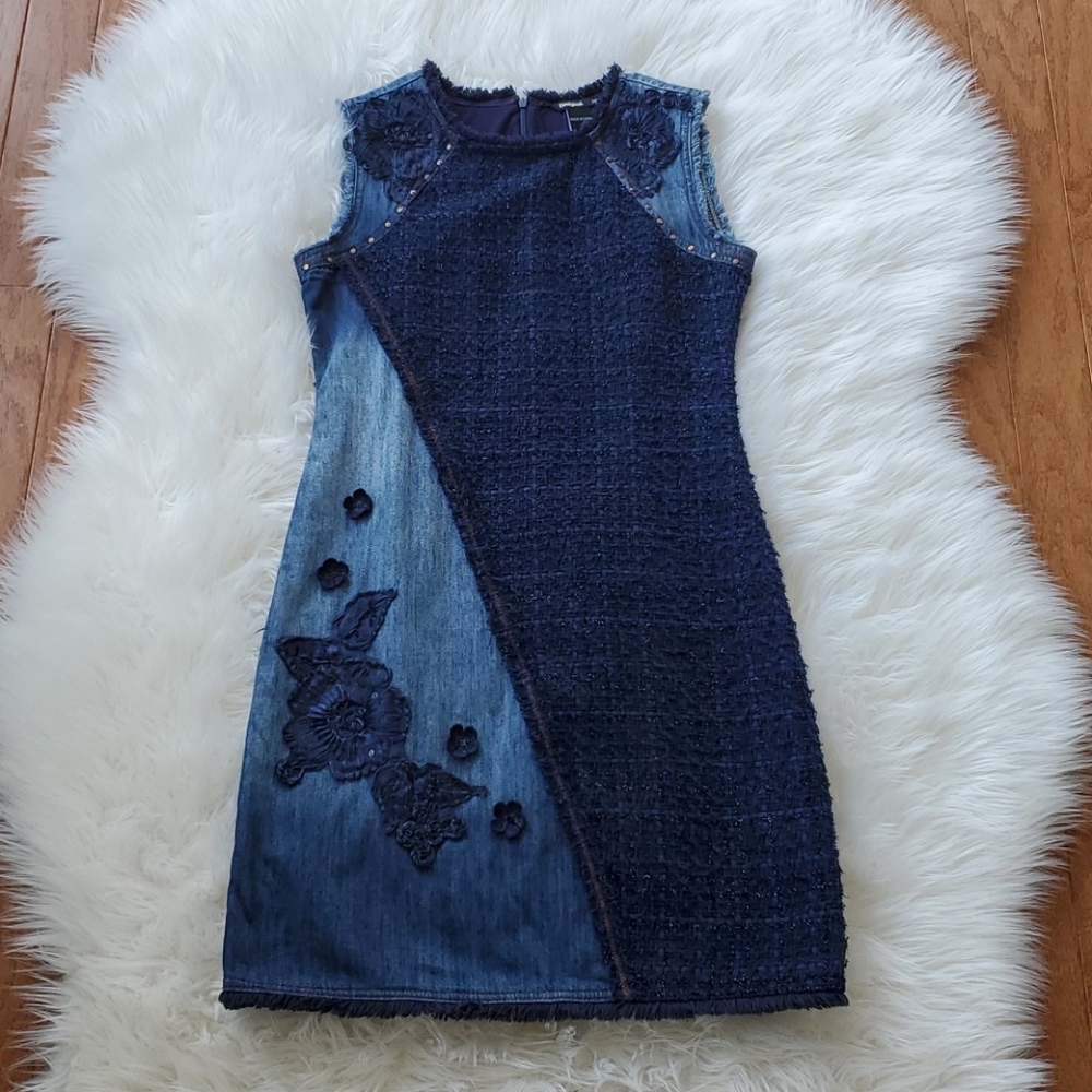 Desigual Navy and Light Blue Patchwork Dress